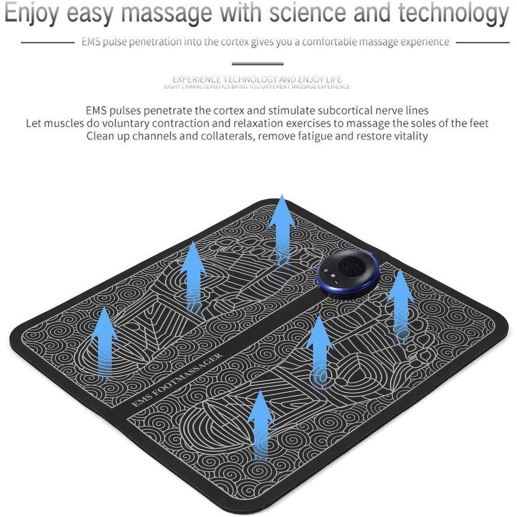 EMS Foot Massager Mat | Electric Foot Massage Pad with Smart Display, 9 Intensity Levels & 6 Modes