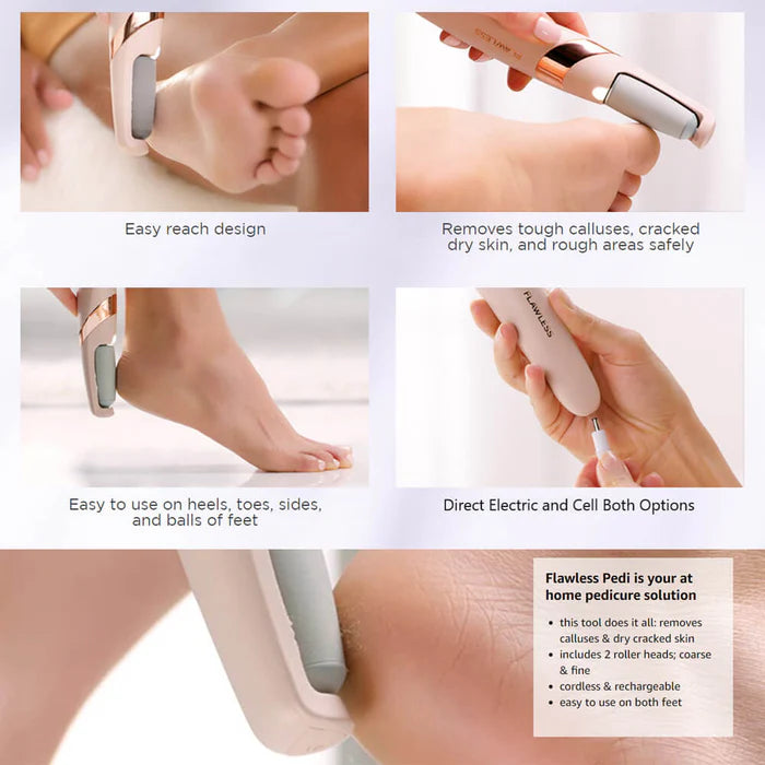 Rechargeable Electric Foot Filer – Callus Remover for Rough & Dry Feet, Cordless Pedi Foot File with Gentle Roller