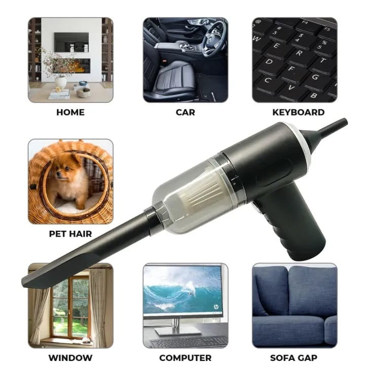 3-in-1 Portable Wireless Vacuum Cleaner | 5500Pa Suction, Air Duster & Blower | USB Type-C Rechargeable