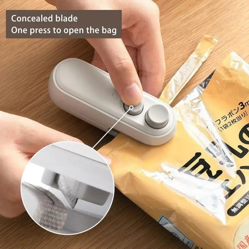 Portable Mini Bag Sealer & Cutter | 2-in-1 Handheld Heat Sealing Machine for Plastic & Foil Food Bags