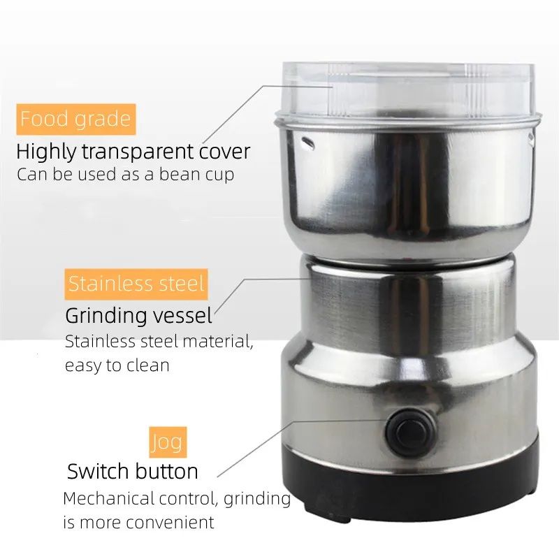 Mini Electric Grinder 85g | Stainless Steel Coffee Bean & Masala Grinder | Multifunctional Spice Grinder Machine 220–240V