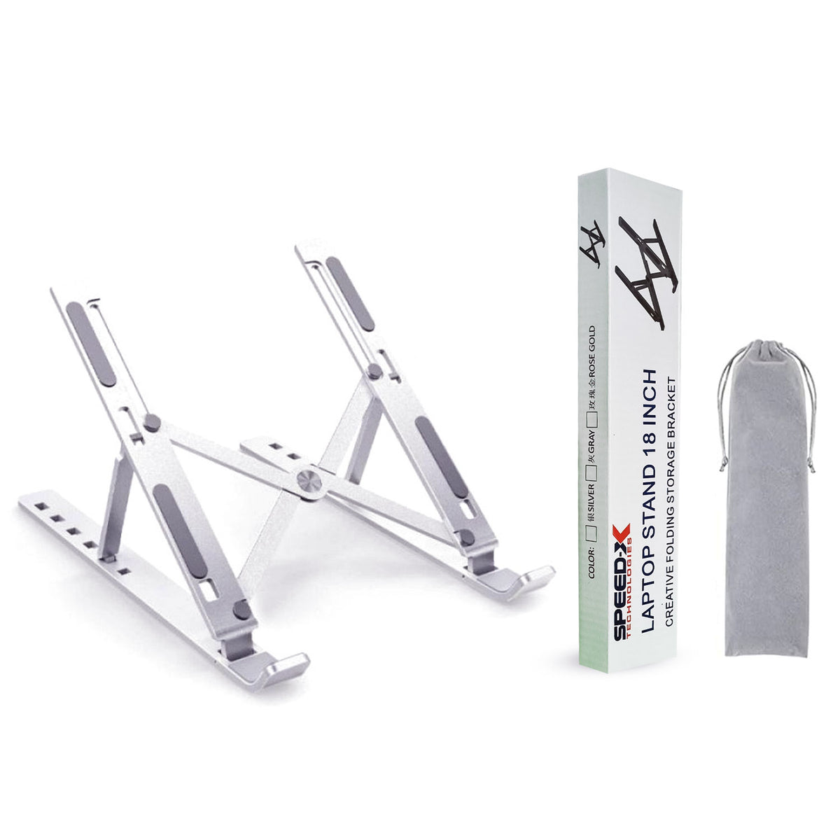 Metal Laptop Stand | Adjustable Foldable Laptop Stand | Portable Laptop Holder with Box & Cover