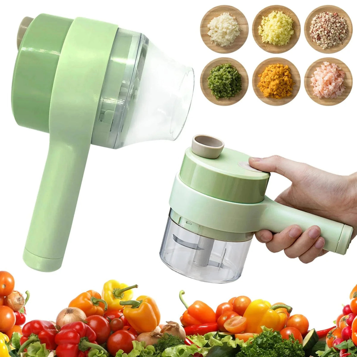 Electric Handheld Vegetable Cutter & Slicer – Multifunctional Mini Food Chopper, Compact Kitchen Tool