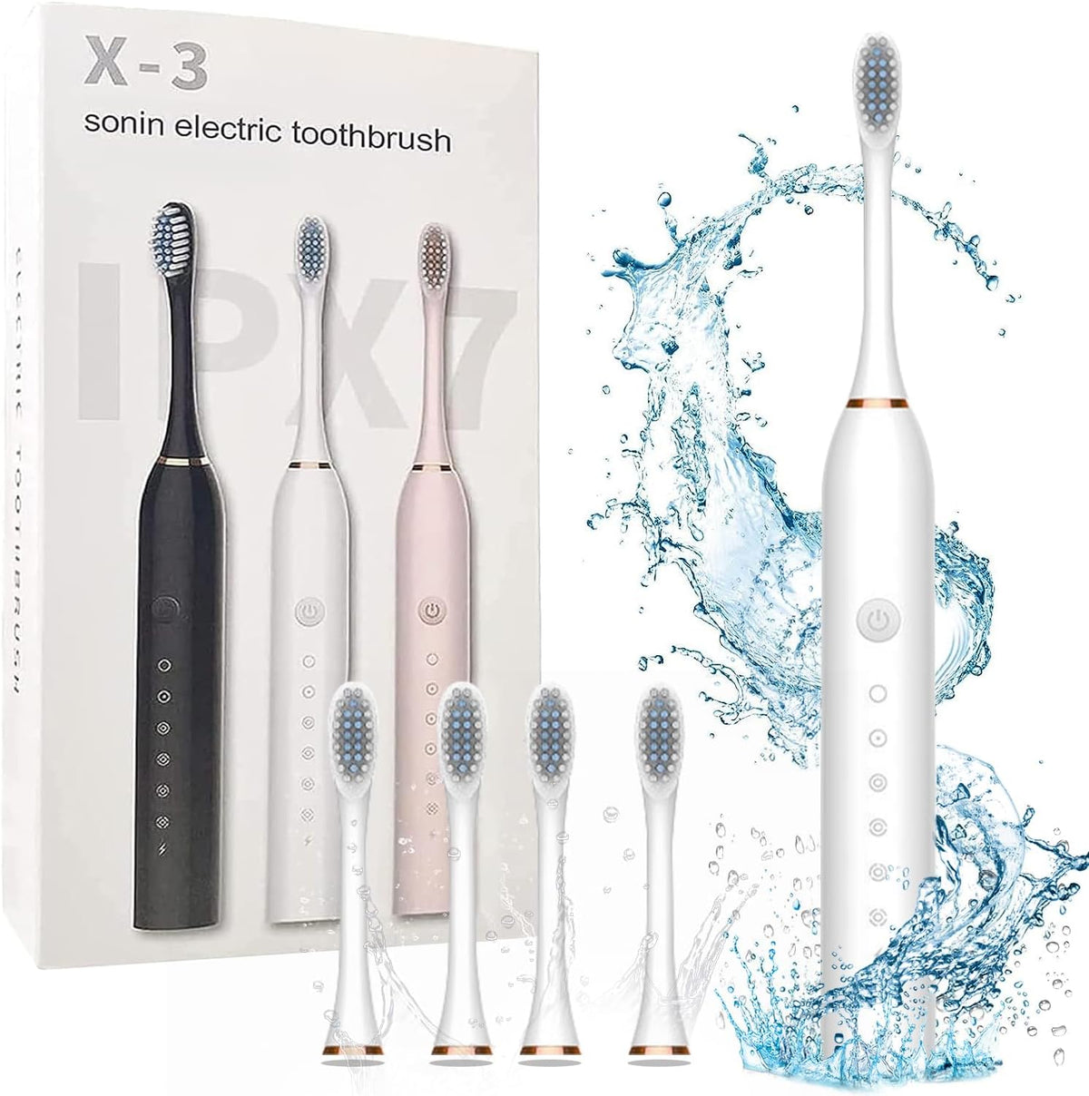 Rechargeable Electric Toothbrush with 2 Extra Heads | USB Charging Washable Electric Toothbrush for Daily Oral Care