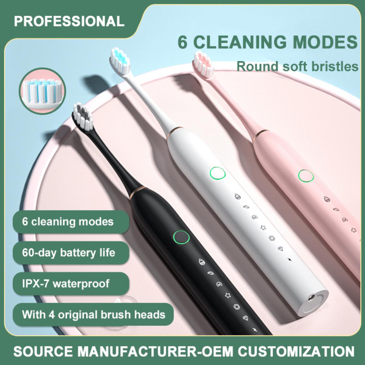 Rechargeable Electric Toothbrush with 2 Extra Heads | USB Charging Washable Electric Toothbrush for Daily Oral Care