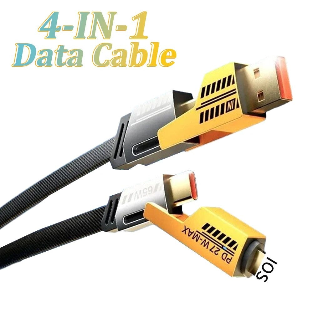 4-in-1 Fast Charging Cable 1.5 Metre | USB to Type-C PD Charging Cable for iPhone, Android & Laptop
