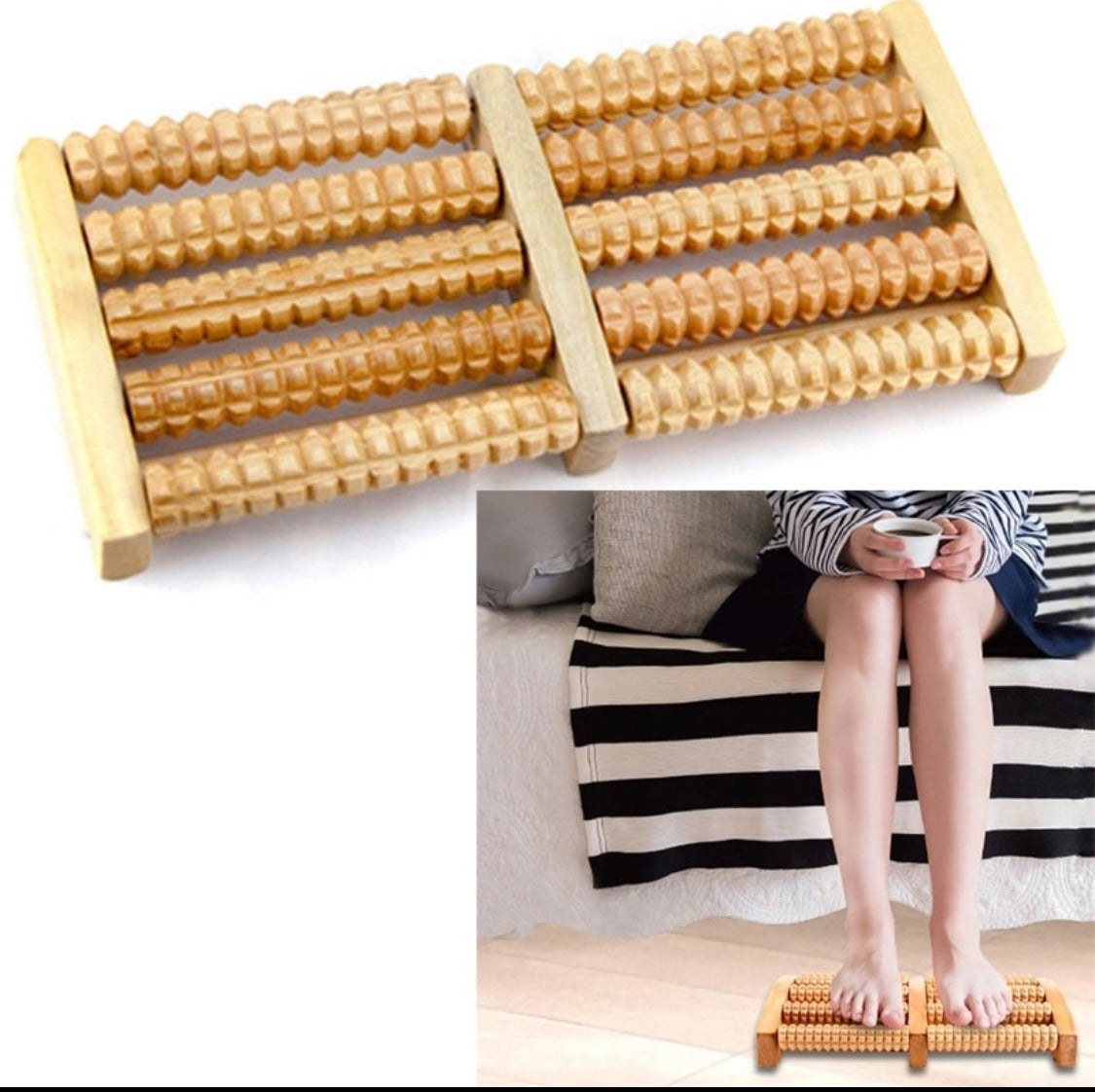 Traditional Wooden Roller Foot Massager – Natural Wood Foot Massage Tool for Relaxation, Stress Relief & Everyday Foot Care