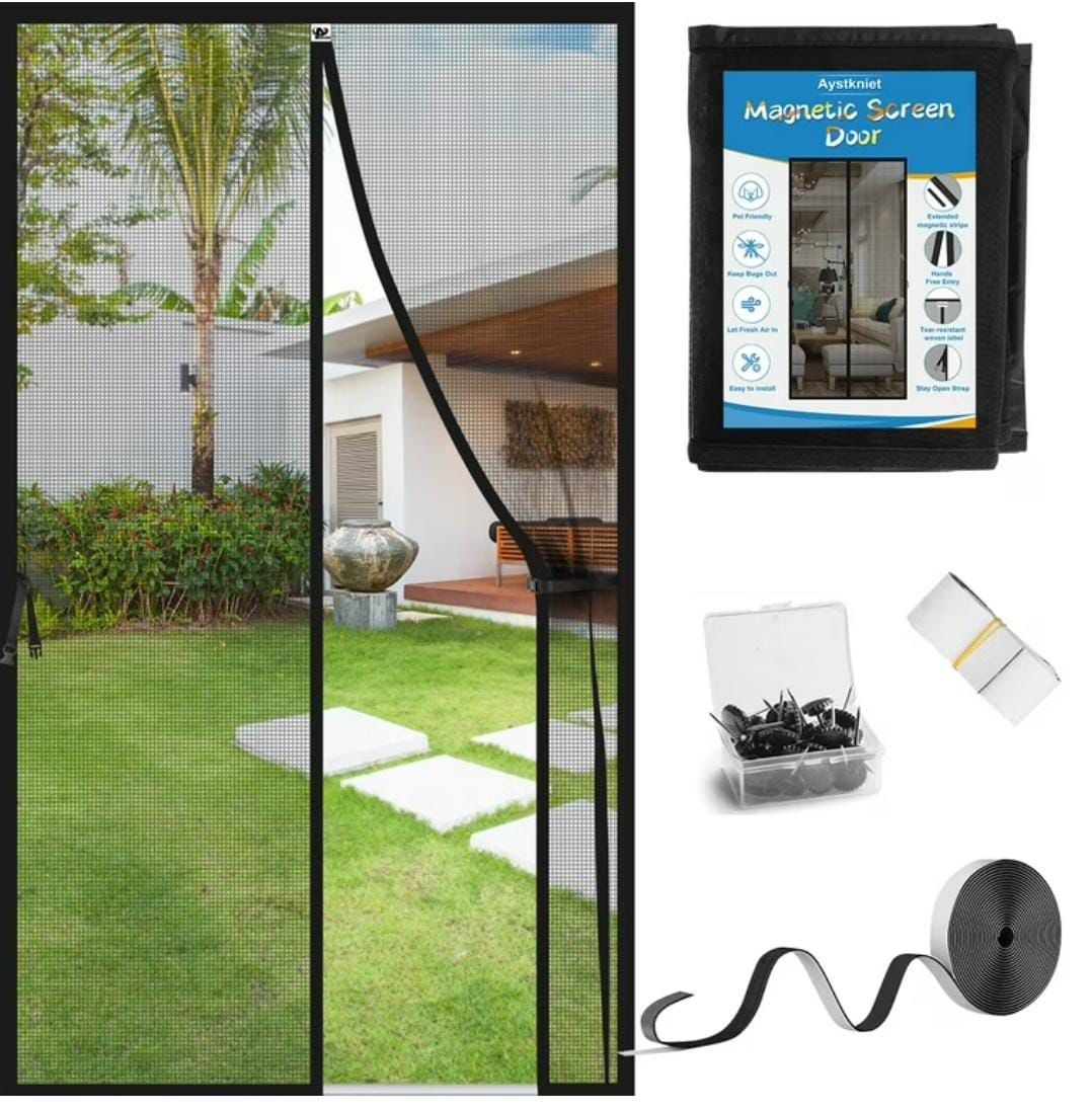 Magic Mesh Magnetic Screen Door – Set of 2 | 20 × 80 Inches Each | Hands-Free Mesh Door Curtain