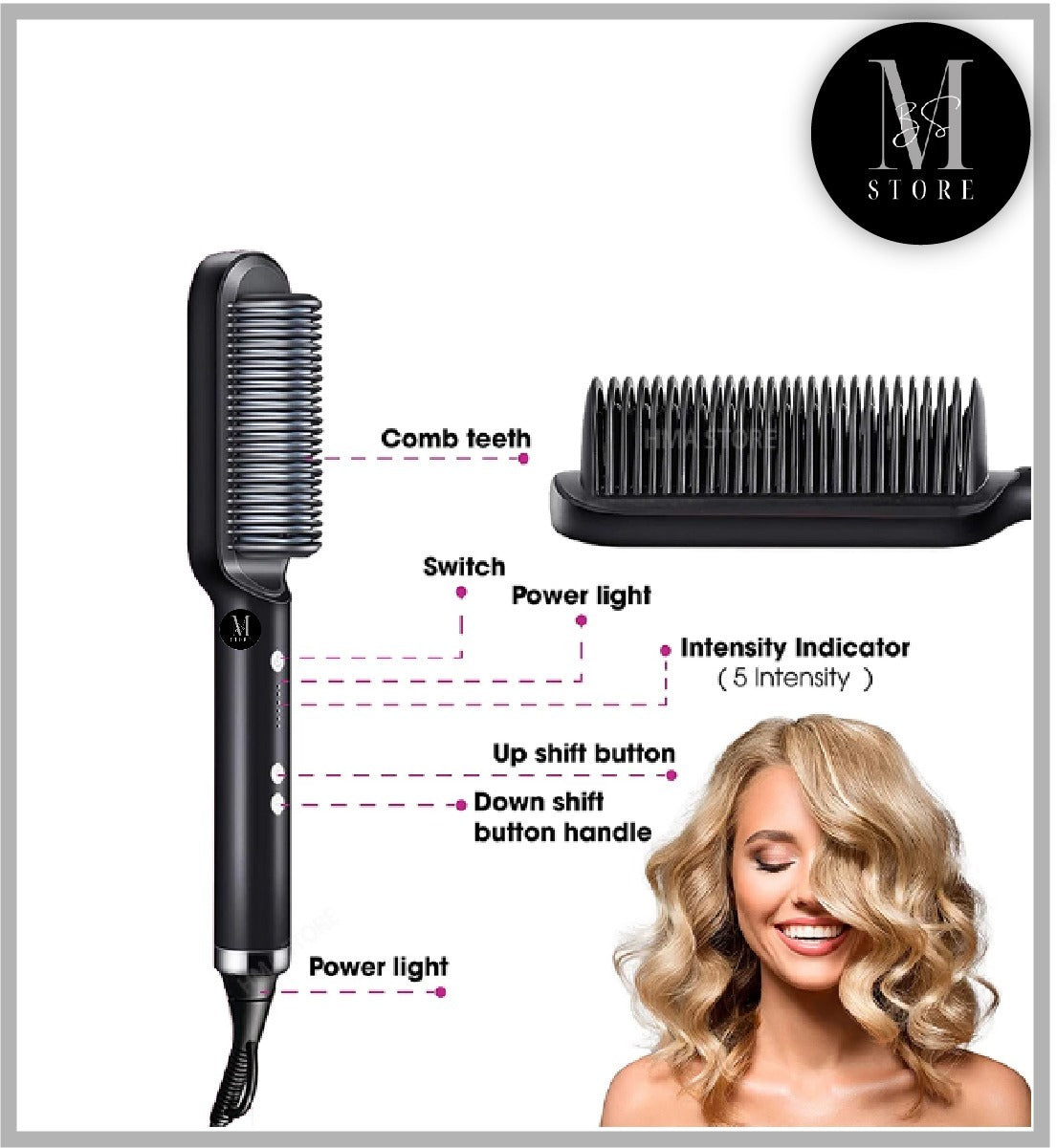 HQT-909B 2-in-1 Hair Straightener & Curling Comb Brush – Electric Hair Styler, Adjustable Temperature, Random Color