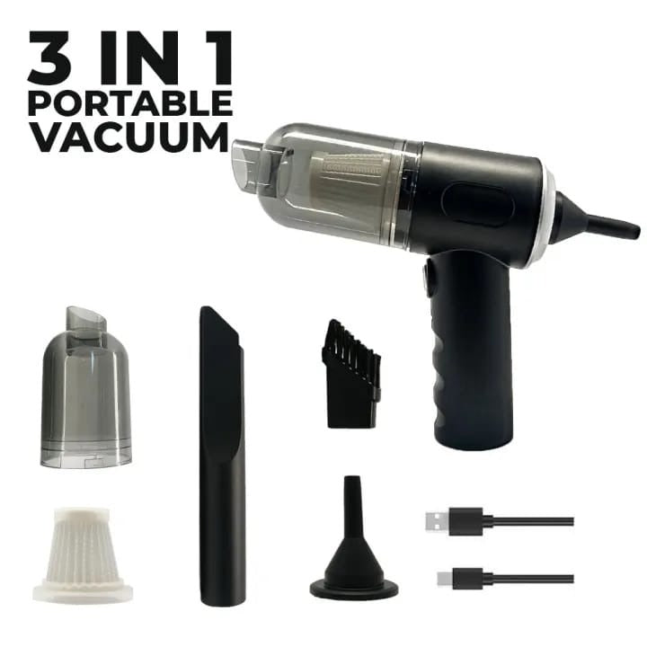 3-in-1 Portable Wireless Vacuum Cleaner | 5500Pa Suction, Air Duster & Blower | USB Type-C Rechargeable