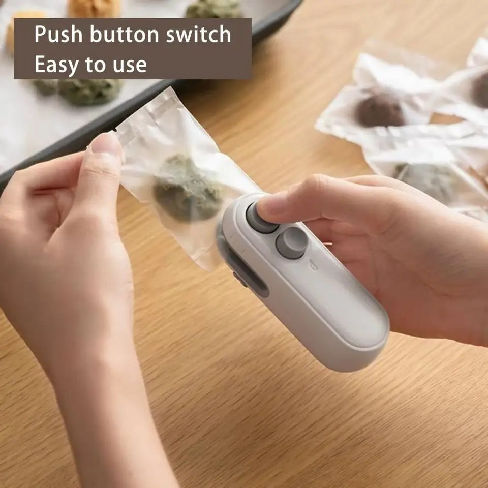 Portable Mini Bag Sealer & Cutter | 2-in-1 Handheld Heat Sealing Machine for Plastic & Foil Food Bags