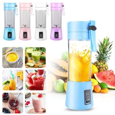 Rechargeable Portable Mini Juicer Blender – 6 Blades, 380ml USB Chargeable Smoothie Maker [Random Color]