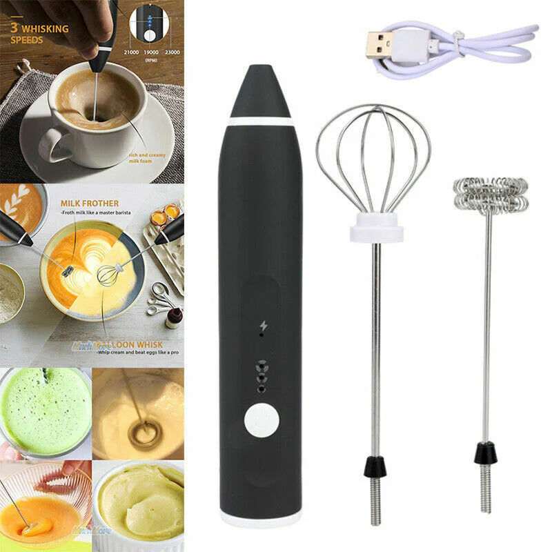 Rechargeable Coffee Beater (Big Box) | 2-in-1 Electric Coffee Frother & Egg Beater | 3-Speed Milk Frother & Mixer