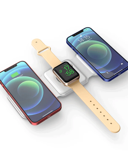 3-in-1 Magnetic Foldable Wireless Charging Station 15W Fast Charger for iPhone, AirPods & Smartwatch