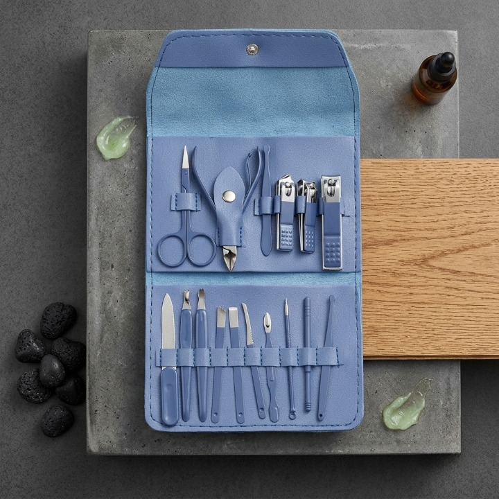 16-Piece Premium Manicure & Pedicure Grooming Kit | Stainless Steel Nail Clippers & Personal Care Set with Travel Case