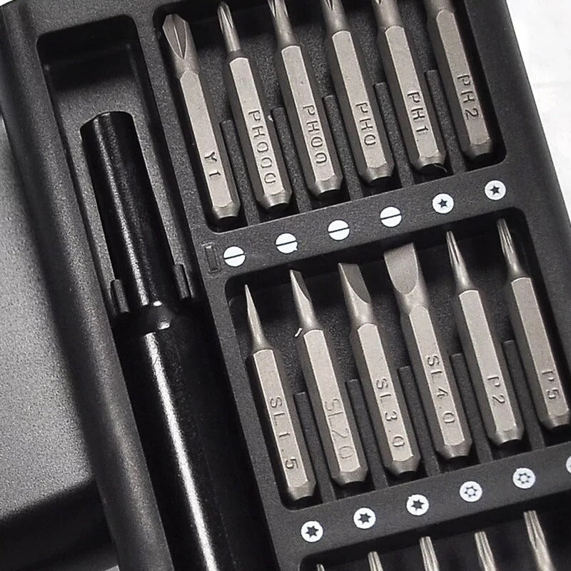 25-in-1 Precision Screwdriver Set – Magnetic Repair Tool Kit with 24 Interchangeable Bits for Phones, Laptops & Electronics