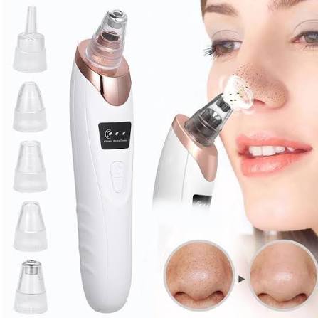 5-in-1 Rechargeable Blackhead Remover Machine – Facial Pore Vacuum Suction Cleaner with 5 Interchangeable Heads
