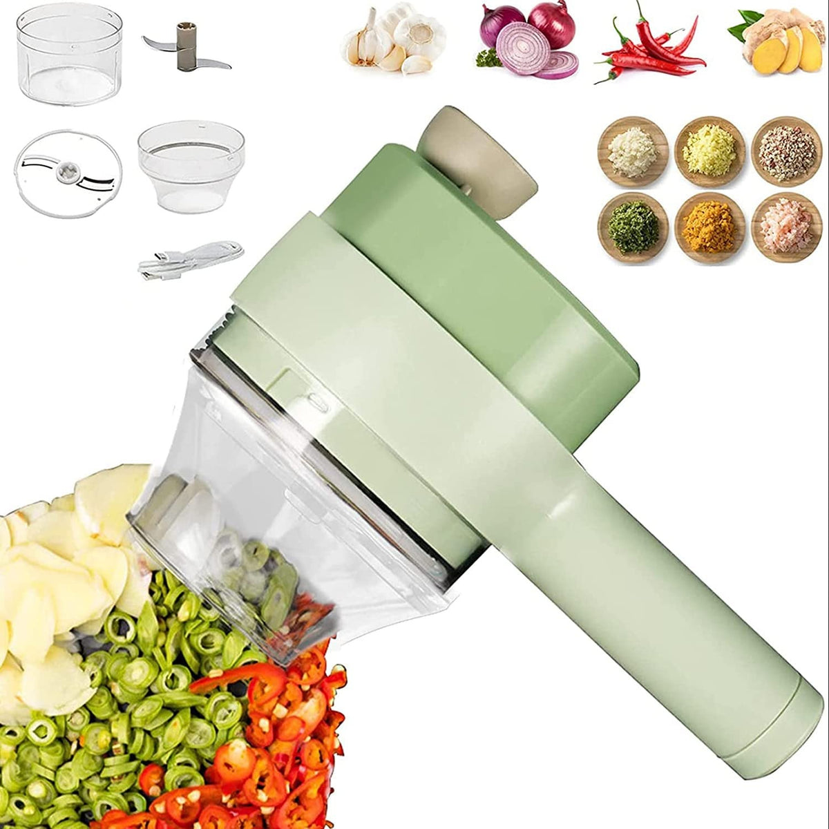 Electric Handheld Vegetable Cutter & Slicer – Multifunctional Mini Food Chopper, Compact Kitchen Tool