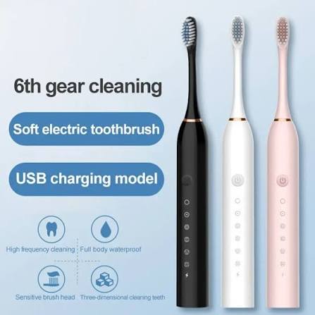 Rechargeable Electric Toothbrush with 2 Extra Heads | USB Charging Washable Electric Toothbrush for Daily Oral Care
