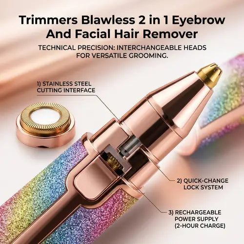 2-in-1 Eyebrow & Facial Hair Remover – Rechargeable Electric Facial Trimmer, Precise & Gentle Hair Removal Tool