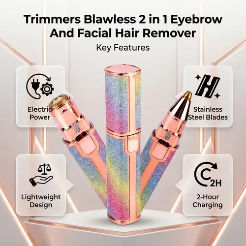 2-in-1 Eyebrow & Facial Hair Remover – Rechargeable Electric Facial Trimmer, Precise & Gentle Hair Removal Tool