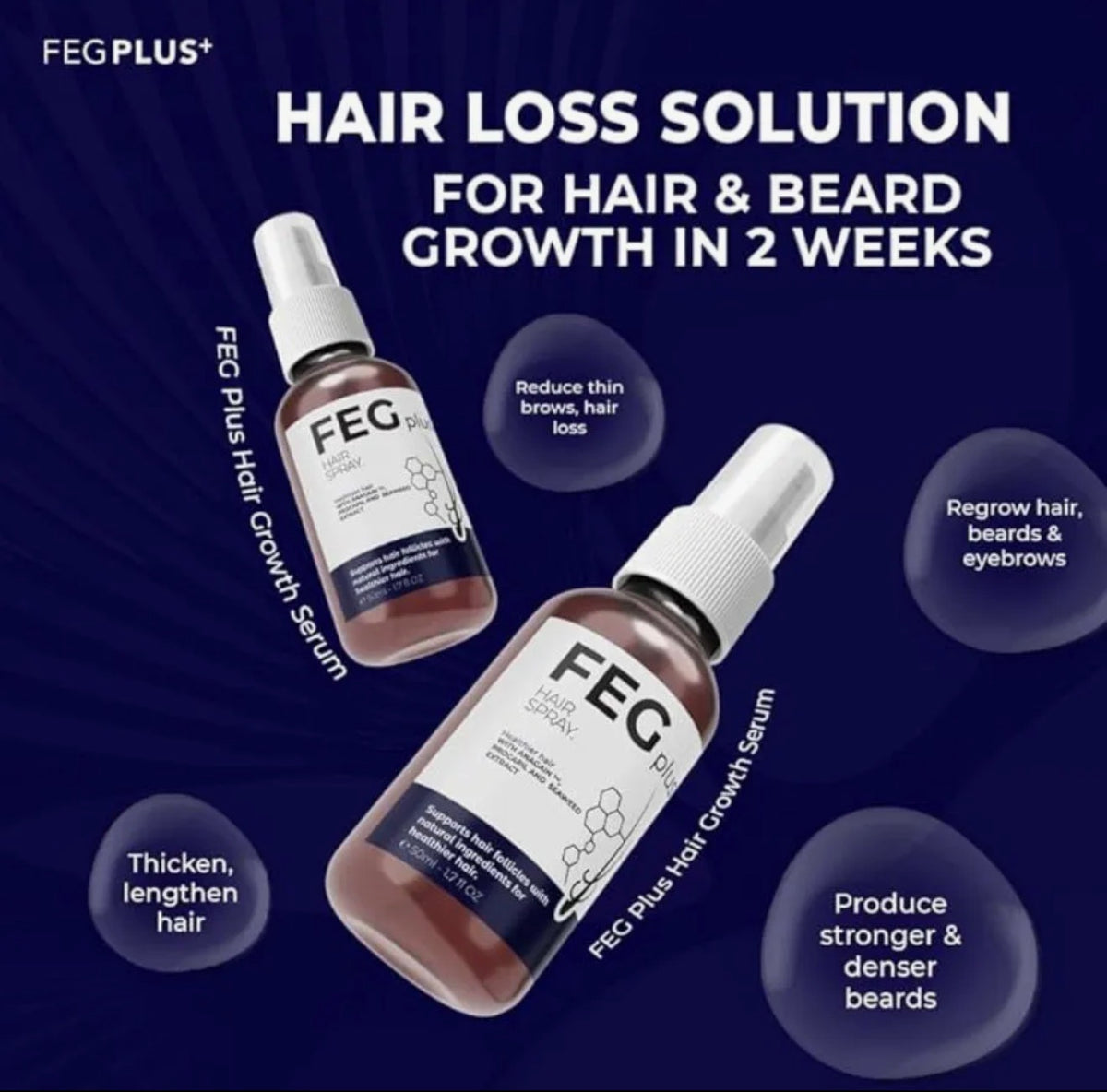 FEG PLUS Hair & Beard Growth Serum Spray 50ML | Hair & Beard Care Treatment