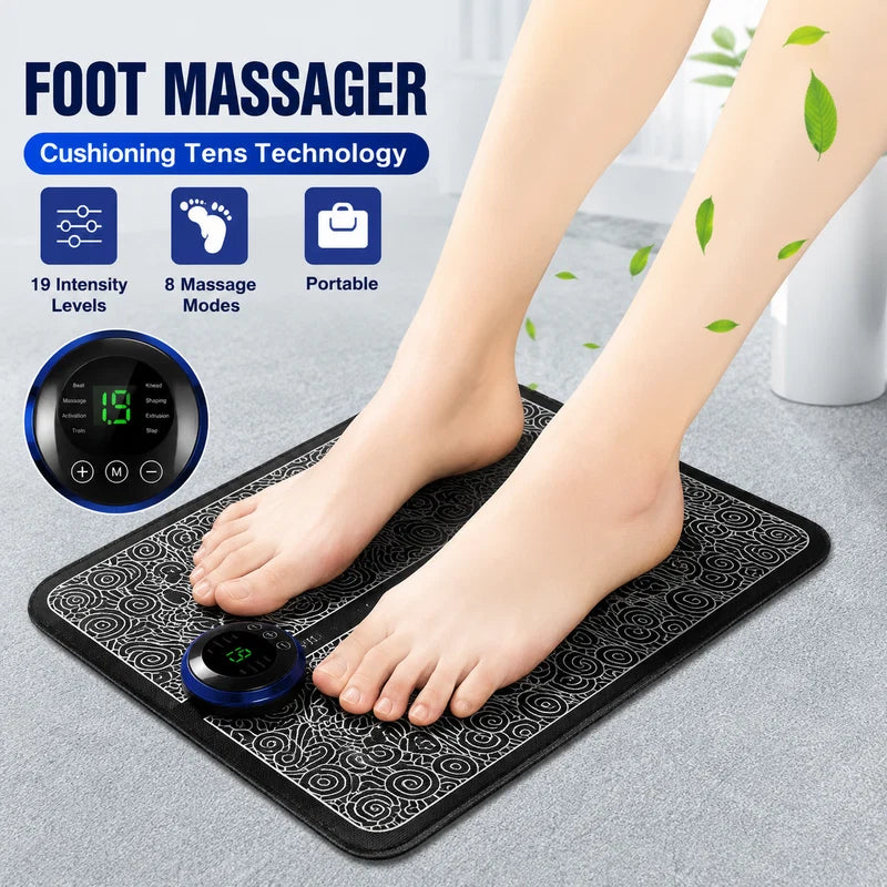 EMS Foot Massager Mat | Electric Foot Massage Pad with Smart Display, 9 Intensity Levels & 6 Modes