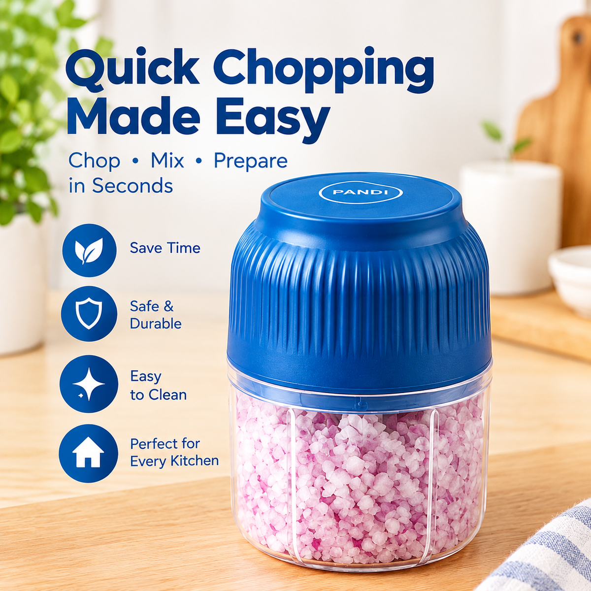 Mini Food Chopper 250ml – USB Rechargeable Vegetable, Garlic & Meat Grinder, Portable Electric Food Cutter with Cable