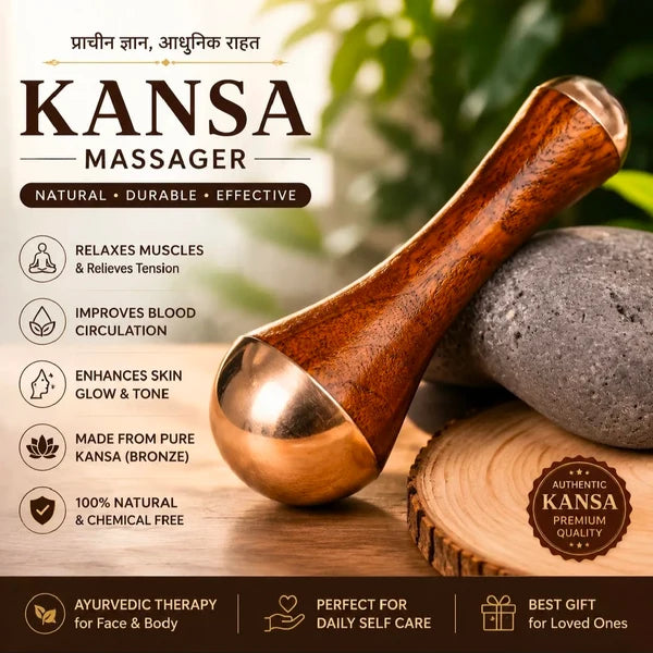 Kansa Wooden Massager for Foot & Face | Handheld Face & Foot Massage Tool
